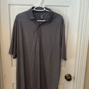 FootJoy Men's Polo with Black and Gray Geometric Design